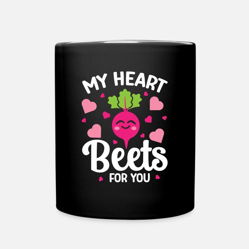 Rote Bete Beziehung Spruch Heart Beets For You - Tasse einfarbig - Schwarz