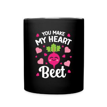 Beetroot Relationship Saying You Make My Heart Beet - Full Colour Mug - black - Front