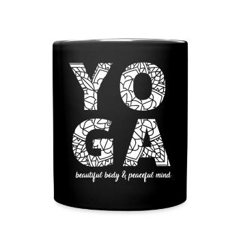 Yoga-beautiful body&peaceful mind - Tasse einfarbig - Schwarz - Vorne