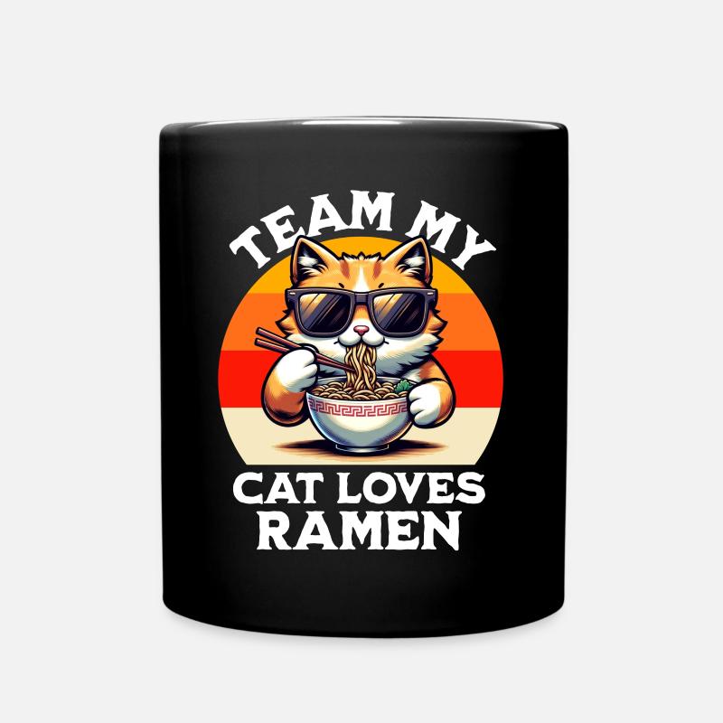 Katze Ramen - Tasse einfarbig - Schwarz