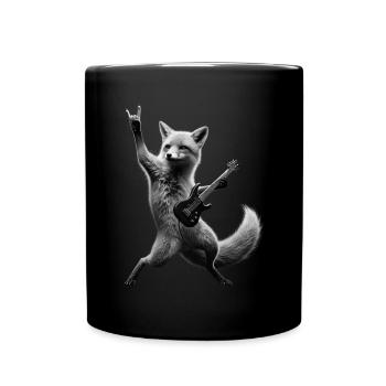 Lustiges Rock Gitarre Fuchs Musik Tierliebhaber - Tasse einfarbig - Schwarz - Vorne