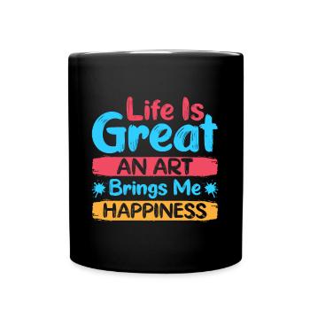 Artist Painter Graphic Art Brings Me Happiness - Full Colour Mug - black - Front