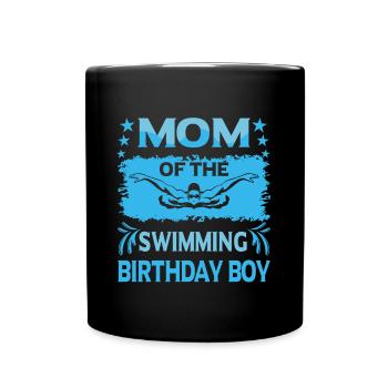 Maman de l’anniversaire garçon natation famille Design - Mug uni - noir - Devant
