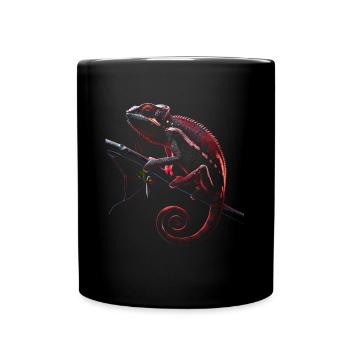 Chamäleon Motiv Tier Tierliebhaber Reptilien Echse - Tasse einfarbig - Schwarz - Vorne