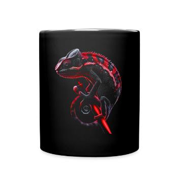 Chamäleon Motiv Tier Tierliebhaber Reptilien Echse - Tasse einfarbig - Schwarz - Vorne