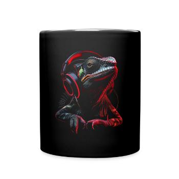 Chamäleon Tier Tierliebhaber Kopfhörer Reptilien - Tasse einfarbig - Schwarz - Vorne
