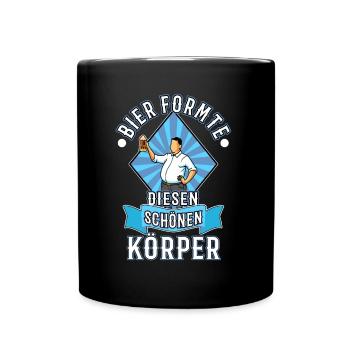 Bier formte diesen schönen Körper - Tasse einfarbig - Schwarz - Vorne