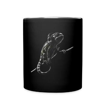 Chamäleon Motiv Tier Tierliebhaber Reptilien Echse - Tasse einfarbig - Schwarz - Vorne