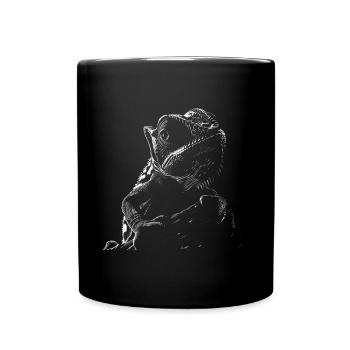 Chamäleon Motiv Tier Tierliebhaber Reptilien Echse - Tasse einfarbig - Schwarz - Vorne