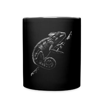 Chamäleon Motiv Tier Tierliebhaber Reptilien Echse - Tasse einfarbig - Schwarz - Vorne