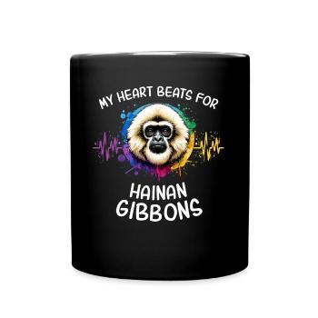 Schopfgibbon Herzlinie - Tasse einfarbig - Schwarz - Vorne