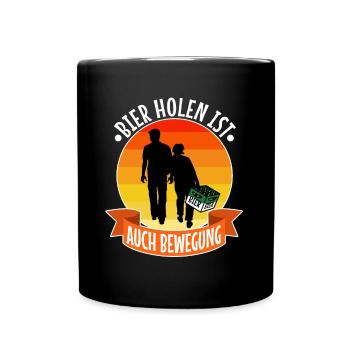 Bier holen ist auch Bewegung - Tasse einfarbig - Schwarz - Vorne