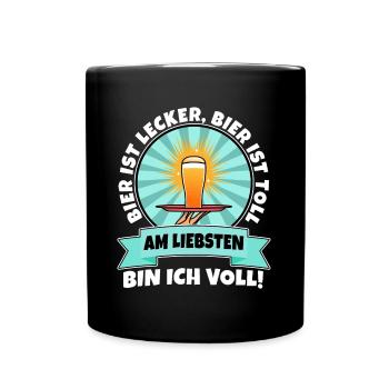Beer is delicious, beer is great, preferably - Full Colour Mug - black - Front