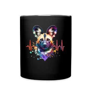 Afrikanischer Wildhund EKG - Tasse einfarbig - Schwarz - Vorne