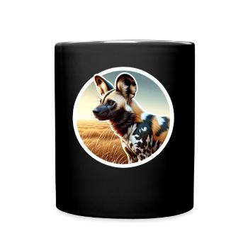 Afrikanischer Wildhund - Tasse einfarbig - Schwarz - Vorne