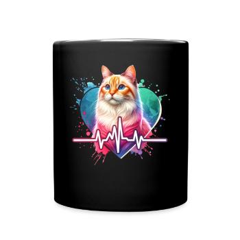 ECG de chat andin - Mug uni - noir - Devant