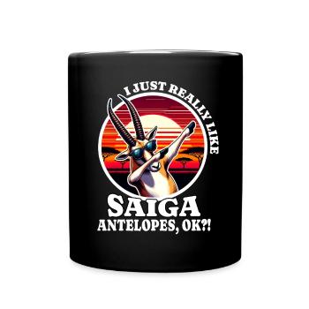 Ich Liebe Saiga Antilope Spruch - Tasse einfarbig - Schwarz - Vorne