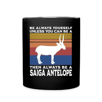 Saiga Antilope Spruch - Tasse einfarbig - Schwarz - Vorne