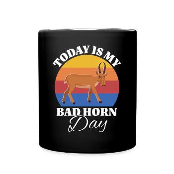 Lustige Saiga Antilope Sprüche - Tasse einfarbig - Schwarz - Vorne