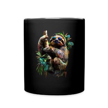 Drôle paresseux Art Animal paresseux animaux animaux sauvages - Mug uni - noir - Devant