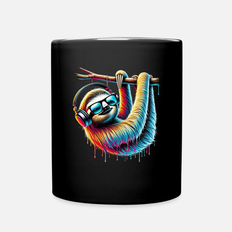 Lustiges Faultier Kunst Tier Sloth Wildtier Tiere - Tasse einfarbig - Schwarz