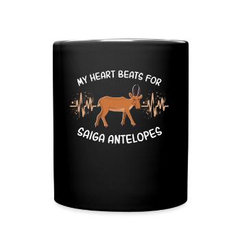 EKG Saiga Antilope Herzlinie - Tasse einfarbig - Schwarz - Vorne