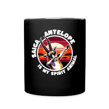 Lustige Saiga Antilope Sprüche - Tasse einfarbig - Schwarz - Vorne