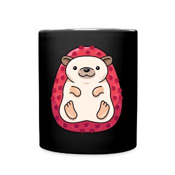 Igel-Lychee-Design für Igel-Liebhaber - Tasse einfarbig - Schwarz - Vorne