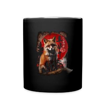 Lustiges Fuchs Fox Kunst Tier Natur Wildtier Tiere - Tasse einfarbig - Schwarz - Vorne