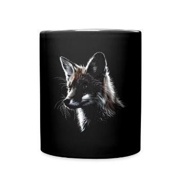 Lustiges Fuchs Fox Kunst Tier Natur Wildtier Tiere - Tasse einfarbig - Schwarz - Vorne