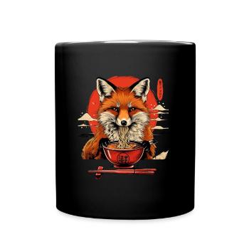Lustiges Fuchs Fox Kunst Tier Natur Wildtier Tiere - Tasse einfarbig - Schwarz - Vorne
