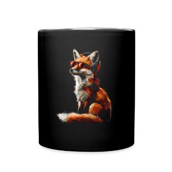 Lustiges Fuchs Fox Kunst Tier Natur Wildtier Tiere - Tasse einfarbig - Schwarz - Vorne