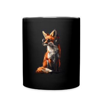 Lustiges Fuchs Fox Kunst Tier Natur Wildtier Tiere - Tasse einfarbig - Schwarz - Vorne