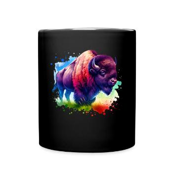 Bison Buffalo - Full Colour Mug - black - Front