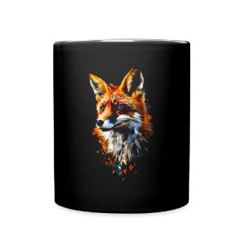 Lustiges Fuchs Fox Kunst Tier Natur Wildtier Tiere - Tasse einfarbig - Schwarz - Vorne
