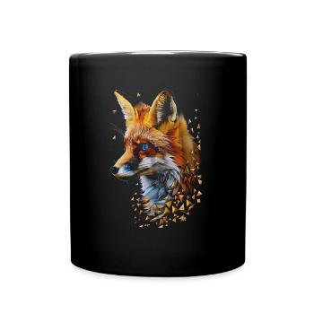 Lustiges Fuchs Fox Kunst Tier Natur Wildtier Tiere - Tasse einfarbig - Schwarz - Vorne