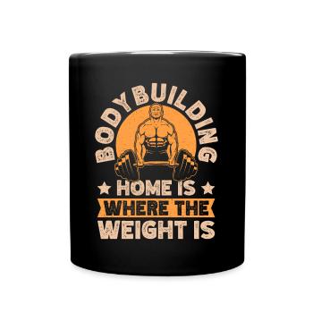Fitness Motivation Bodybuilder Home Is The Gym - Full Colour Mug - black - Front