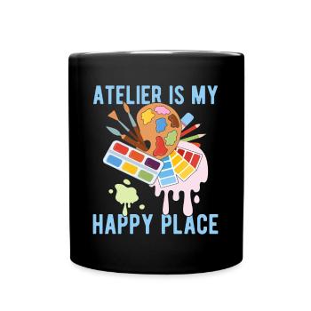 Artist Painter Graphic Atelier Is My Happy Place - Tasse einfarbig - Schwarz - Vorne