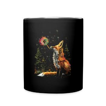 Lustiges Fuchs Fox Kunst Tier Natur Wildtier Tiere - Tasse einfarbig - Schwarz - Vorne