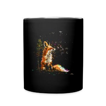 Lustiges Fuchs Fox Kunst Tier Natur Wildtier Tiere - Tasse einfarbig - Schwarz - Vorne