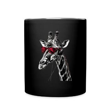 Girafe motif animal animal amoureux des écouteurs Art - Mug uni - noir - Devant