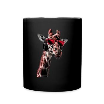 Girafe motif animal animal amoureux des écouteurs Art - Mug uni - noir - Devant