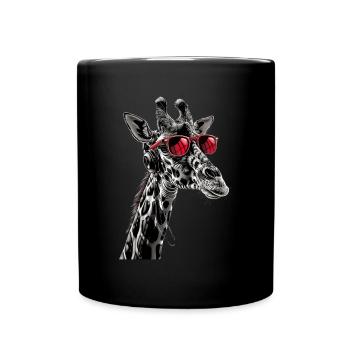 Girafe motif animal animal amoureux des écouteurs Art - Mug uni - noir - Devant