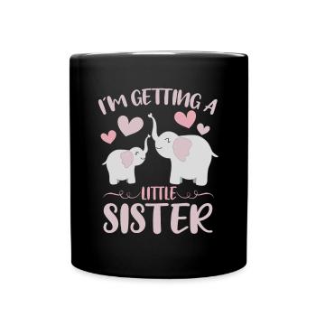 Baby Sister Reveal Getting Little Sister Elephant - Full Colour Mug - black - Front