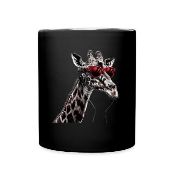 Girafe motif animal animal amoureux des écouteurs Art - Mug uni - noir - Devant
