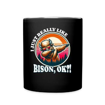 Ich Liebe Büffel Spruch - Tasse einfarbig - Schwarz - Vorne