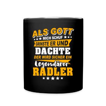 Radler Fahrrad Radeln - Tasse einfarbig - Schwarz - Vorne