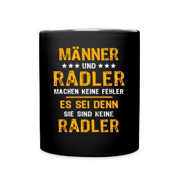 Radler Fahrrad Radeln - Tasse einfarbig - Schwarz - Vorne