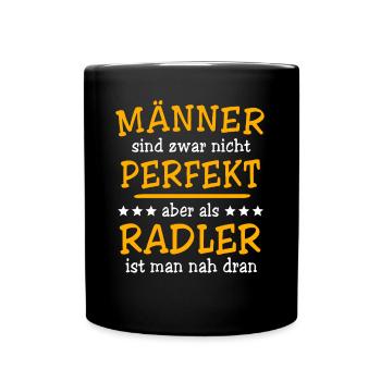 Radler Fahrrad Radeln - Tasse einfarbig - Schwarz - Vorne