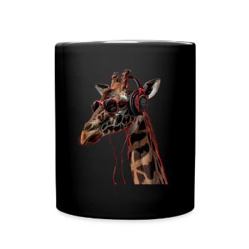 Girafe motif animal animal amoureux des écouteurs Art - Mug uni - noir - Devant